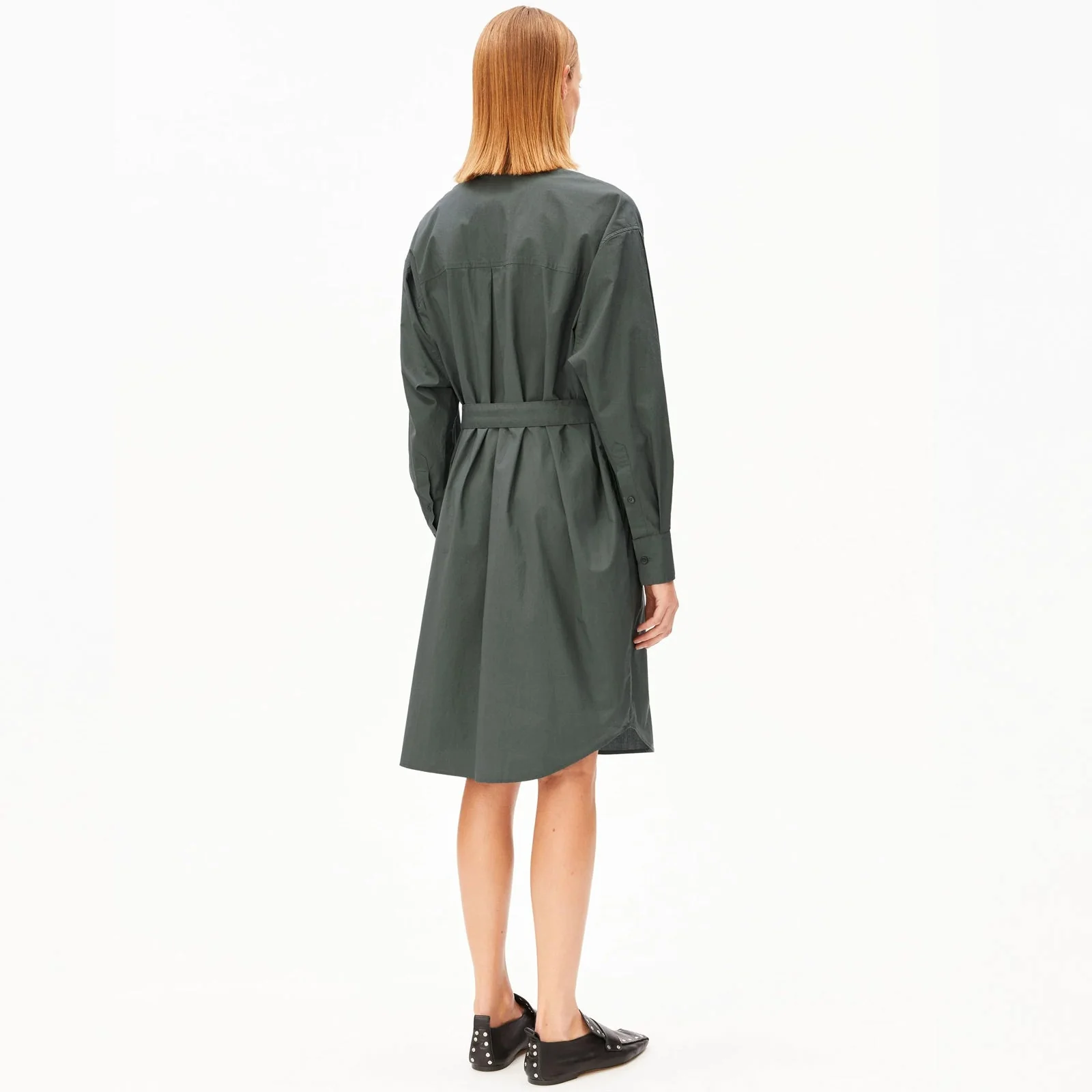 Barrel Sleeve Poplin Dress space steel - Image 2