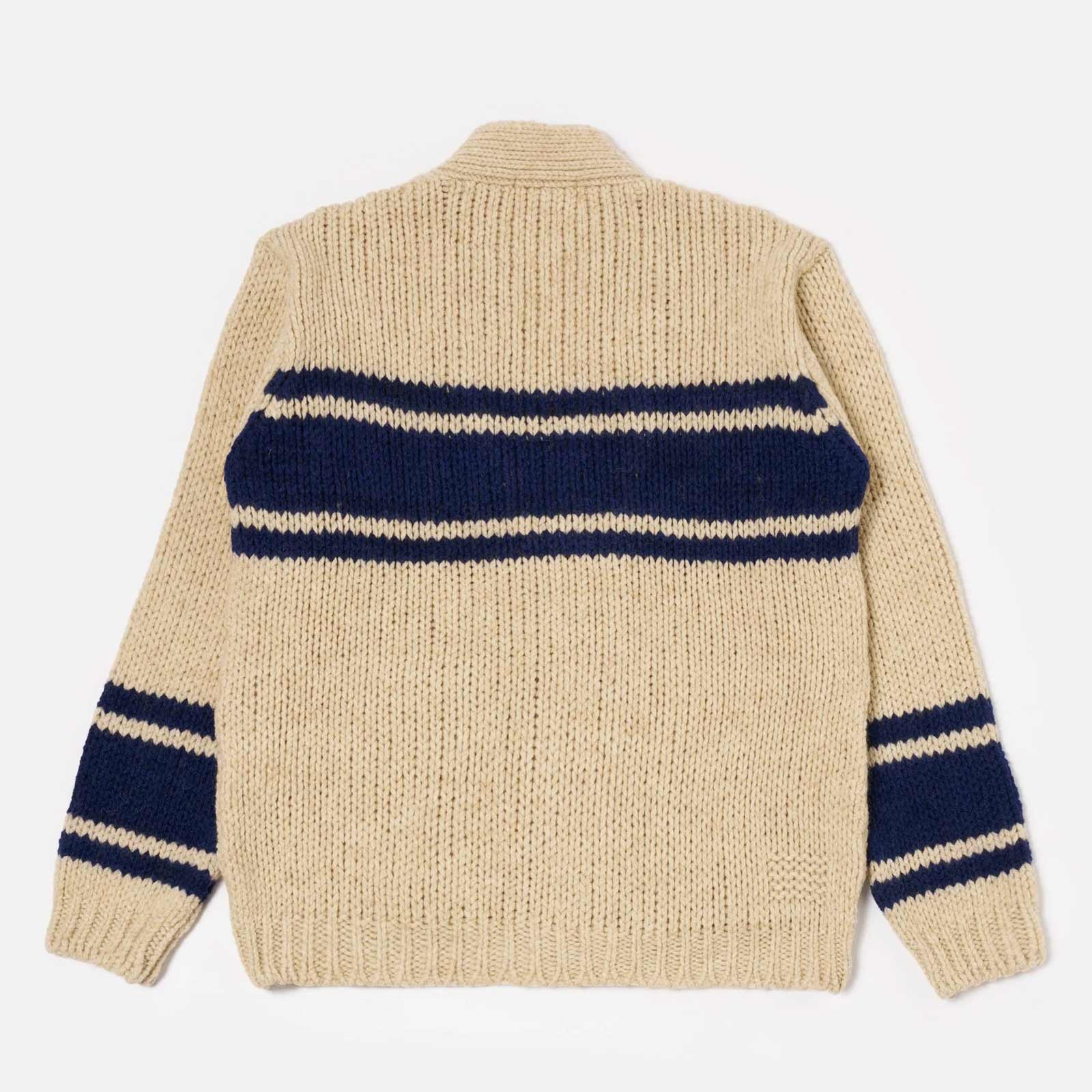 Langdale Chunky knit Stripe Cardigan sand - Image 2