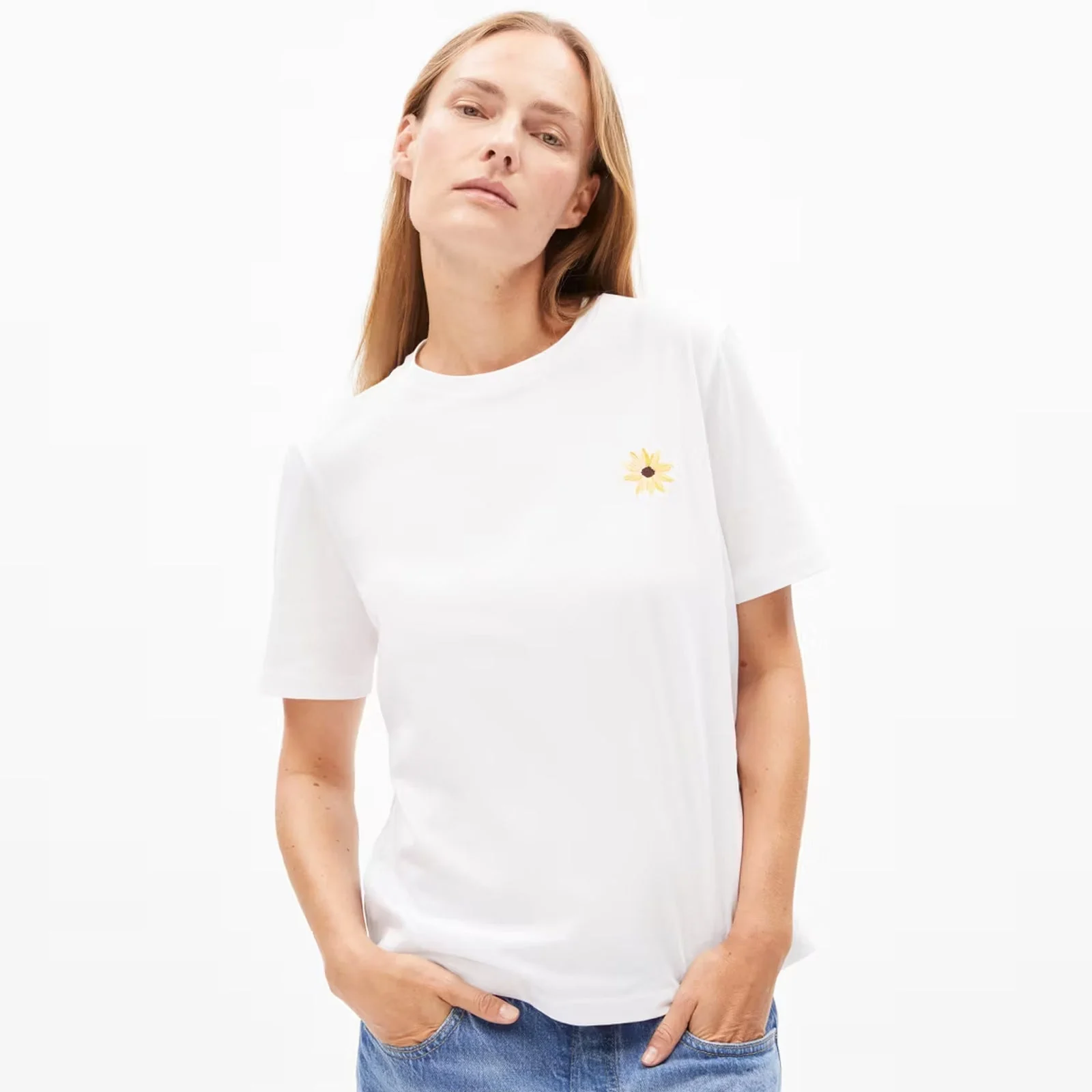 Lualaa Flower Tee white/early yellow