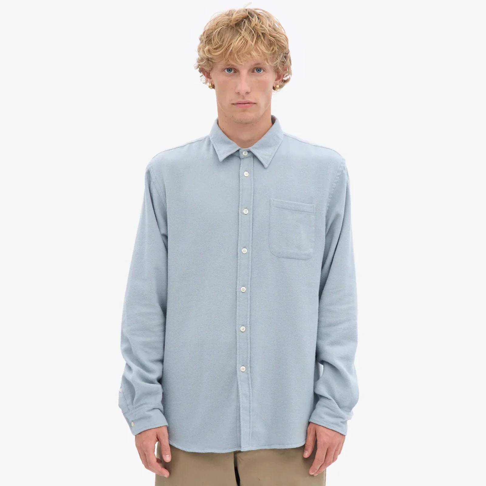 Organic Flannel Shirt steel blue - Image 4