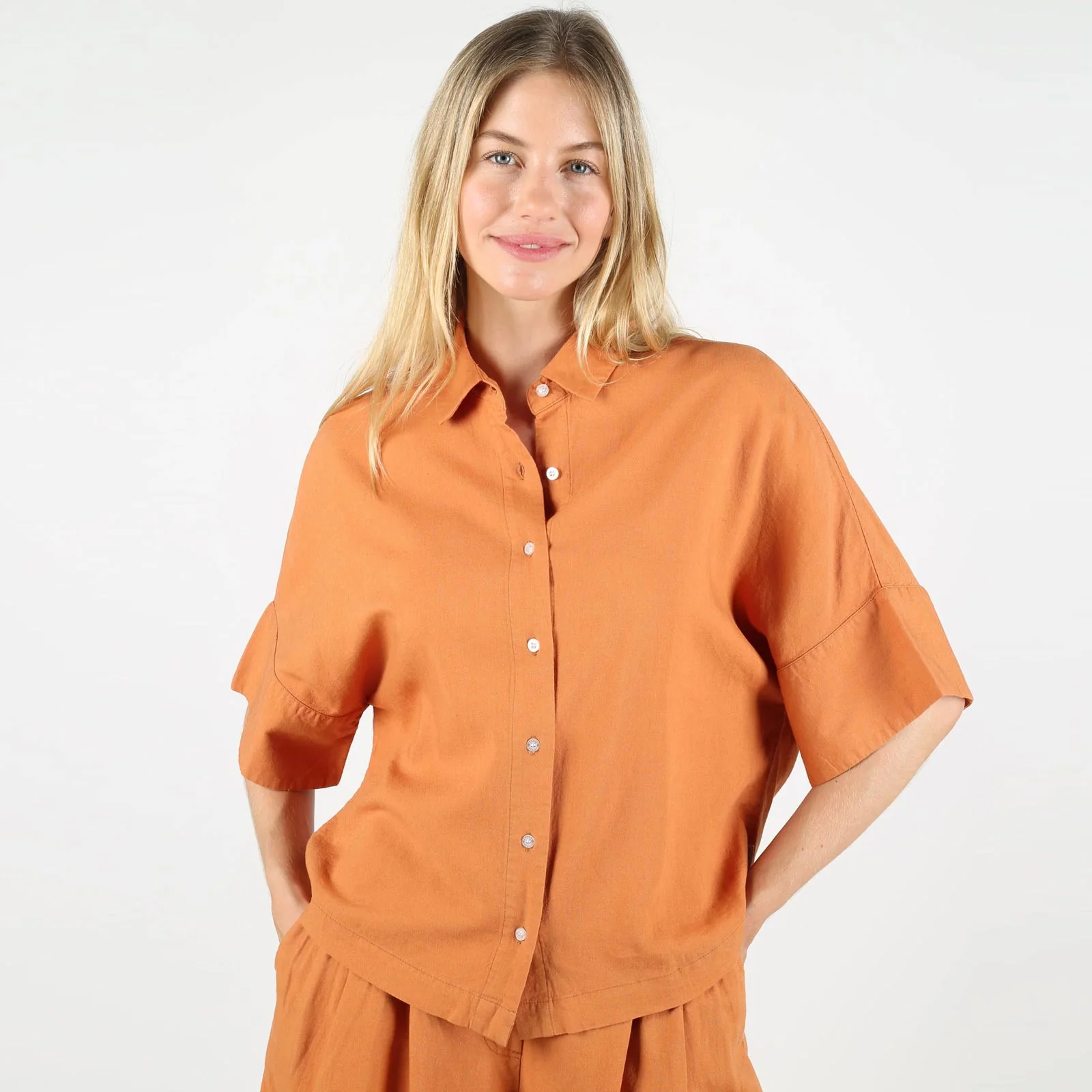 WeSara Linen Shirt terracotta